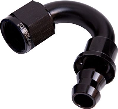 AF405-08BLK Aeroflow 150 Deg Push Lock End 8 An Black No Clamp Required