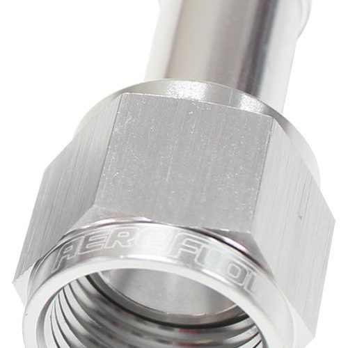AF411-08S Aeroflow Female  8 An To 1/2″ Barb Silver With Tube Nut