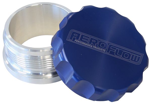 1" ALUM WELD BUNG AND CAP RAW WELD ON / BLUE CAP