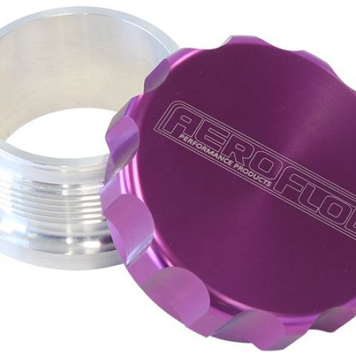 1.5″ ALUM WELD BUNG AND CAP RAW WELD ON / PURPLE CAP