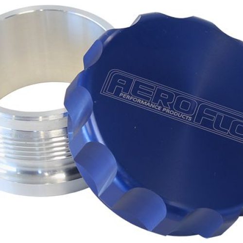 2″ ALUM WELD BUNG AND CAP RAW WELD ON / BLUE CAP