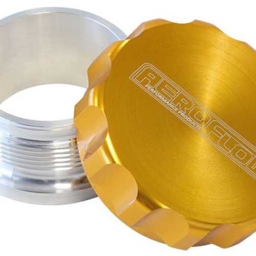 2″ ALUM WELD BUNG AND CAP RAW WELD ON / GOLD CAP
