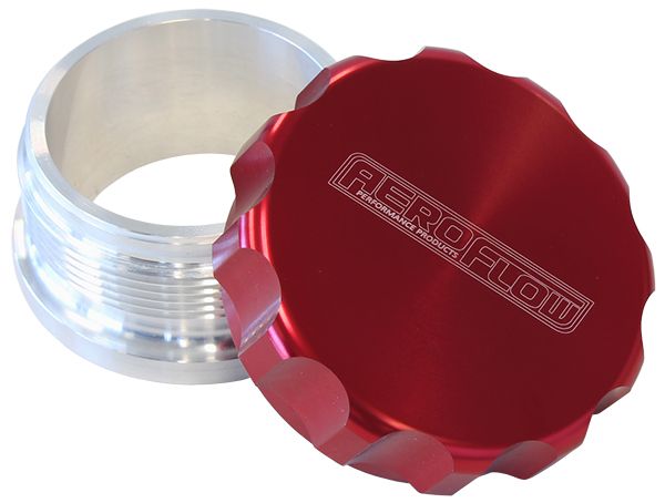 AF460-40R Aeroflow 2 1/2" Alum Weld Bung And Cap Raw Weld On / Red Cap