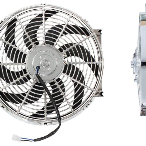 14″ CURVED BLADE CHROME FAN   REVERSIBLE 1350CFM