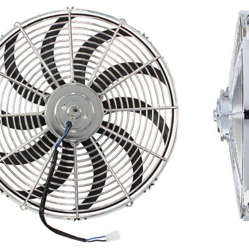 16″ CURVED BLADE CHROME FAN   REVERSIBLE 1750CFM