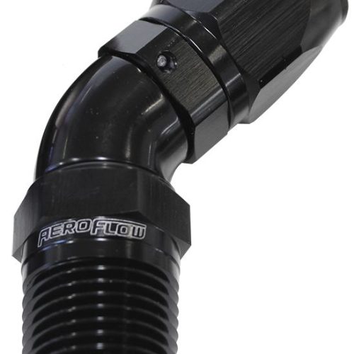 Male 1/4 NPT 45 Deg to -8 HoseBLACK FULL FLOW BILLET 1 PIECE