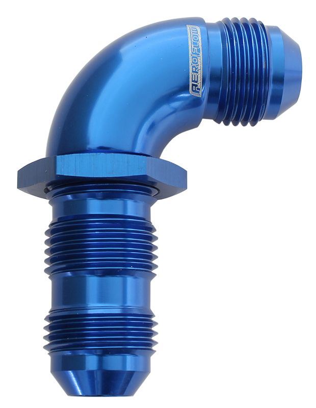 90 DEG BULKHEAD -8AN FULL FLOWBLUE NO RESTRICTION NUT SEPER