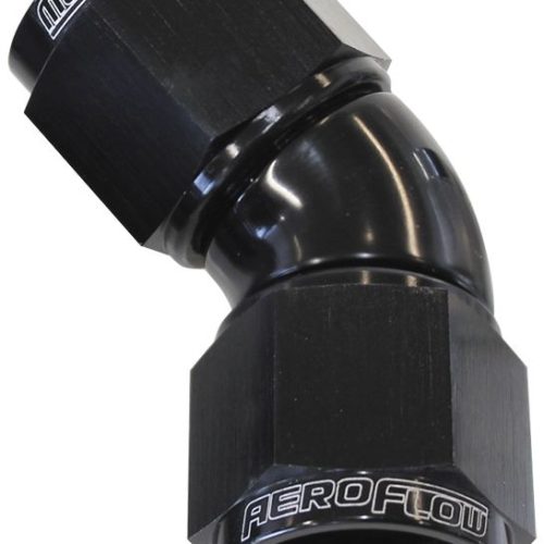 -16AN 45 DEG SWIVEL COUPLER BLACK BILLET FULL FLOW 1 PIECE