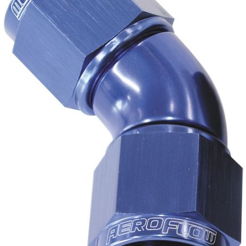 -20AN 45 DEG SWIVEL COUPLER BLUE BILLET FULL FLOW 1 PIECE