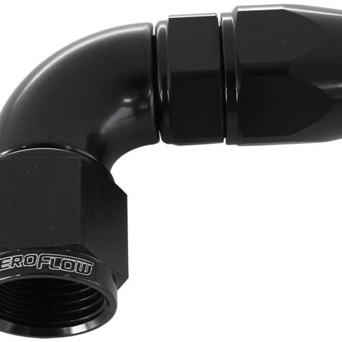 90 DEG -8AN FULL FLOW TEFLON  HOSE END BLACK 1 PIECE FULLFLO