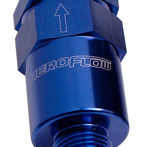 AF609-06 Aeroflow Billet Fuel Filter  6 An Blue 30 Micron Bronze Filter