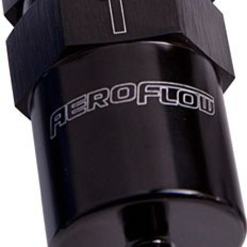 BILLET FUEL FILTER 1/2″ BARB  BLACK 30 MICRON BRONZE FILTER
