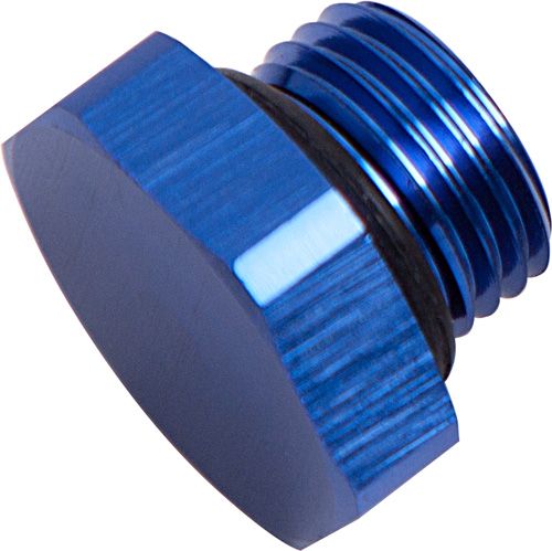 ORB HEX PORT PLUG -4AN BLUE FINISH