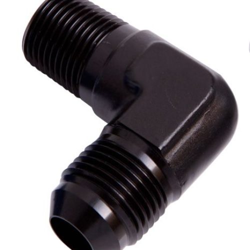 MALE 90 DEG 1/8″ NPT TO -6AN  BLACK MALE NPT TO AN 90 DEG