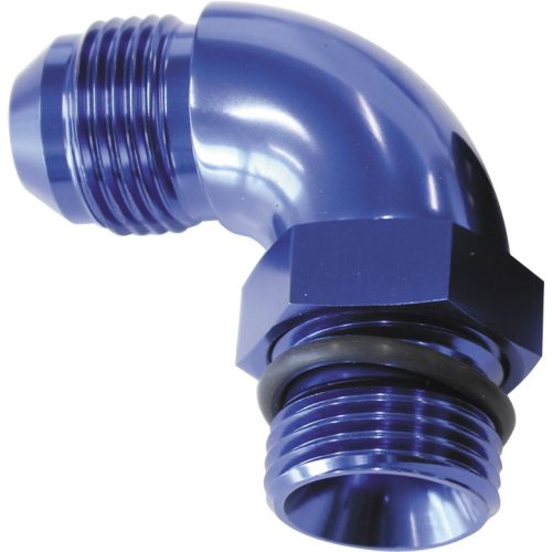 AF903-03 Aeroflow 90 Deg  3 Orb To  3 An Complete With Jam Nut And O Ring Blue