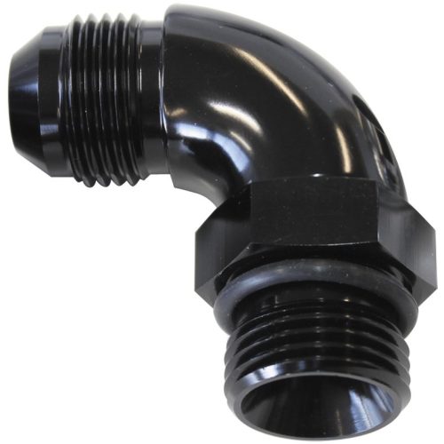AF903-10-08BLK Aeroflow 90 Deg  8 Orb To  10 An Complet With Jam Nut And O Ring Black