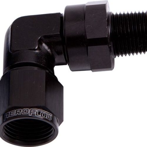90 DEG 3/8″ NPT TO -6AN BLACK FEMALE SWIVEL NUT