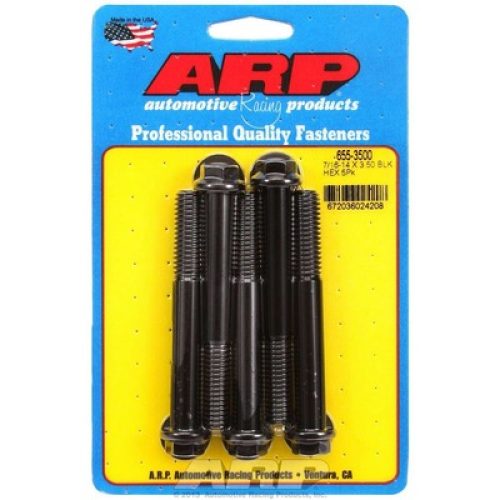 HEX BOLTS 7/16″UNC x 3.50″    1/2″ WRENCH, BLACK (5-PACK)